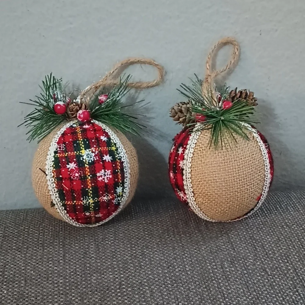 Set of 2 Pier 1 Woodland Christmas Ornaments